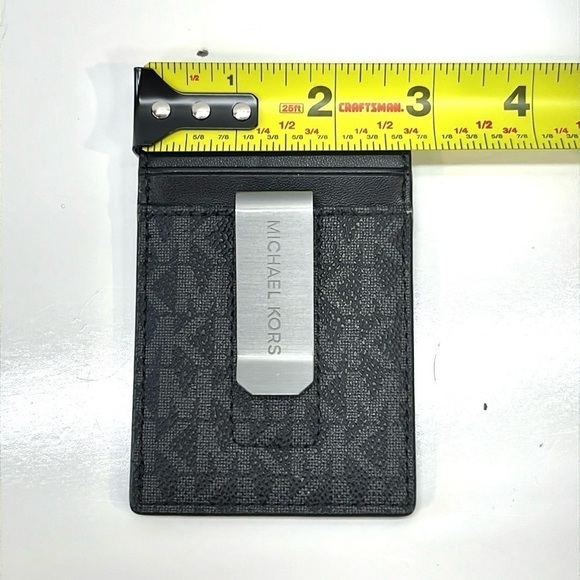Michael Kors Men’s MK Logo Money Clip Leather Card Holder - Picture 3 of 6